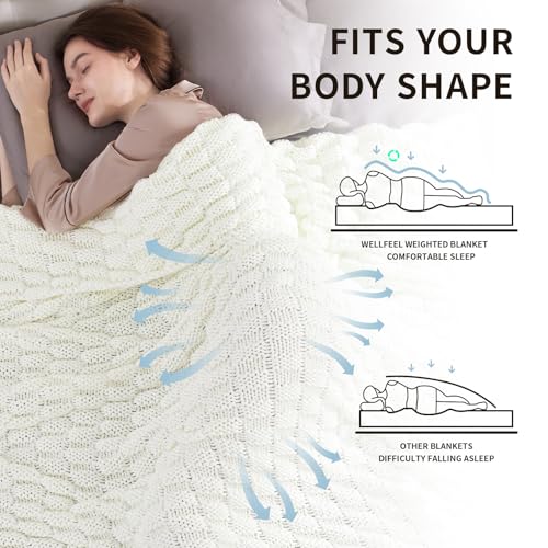 Knitted Weighted Blanket 48"x72" - 12lbs No Beads, Cooling Comfort