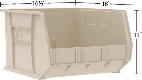Akro-Mils Plastic Storage Bins - Space-Saving Stackable Organizers for Garage & Pantry | Red, 18" x 16" x 11", 3-Pack