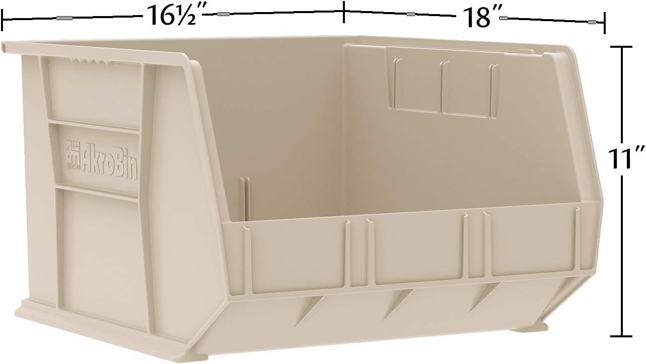 Akro-Mils Plastic Storage Bins - Space-Saving Stackable Organizers for Garage & Pantry | 18" x 16" x 11", Blue, 3-Pack