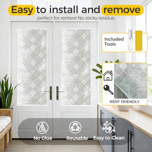 Decorative Window Privacy Film - Anti-Glare, UV Blocking, Easy Install