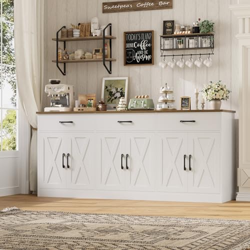 71-Inch Farmhouse Kitchen Sideboard Buffet Cabinet with 3 Drawers