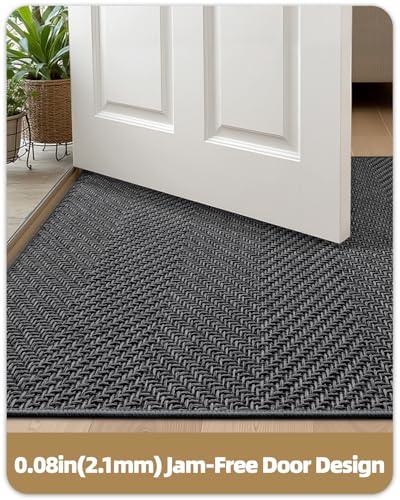 Ultra Thin Indoor Doormat 24x36 - Non-Slip Machine Washable Entry Mat