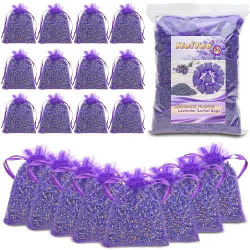 Dried French Lavender Sachets, 20 Pack - Natural Closet & Drawer Freshener