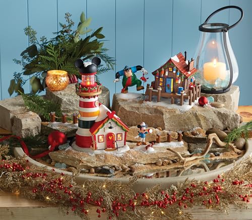 Light-Up Christmas Village Lighthouse Figurine - Hand-Painted Tabletop Decor