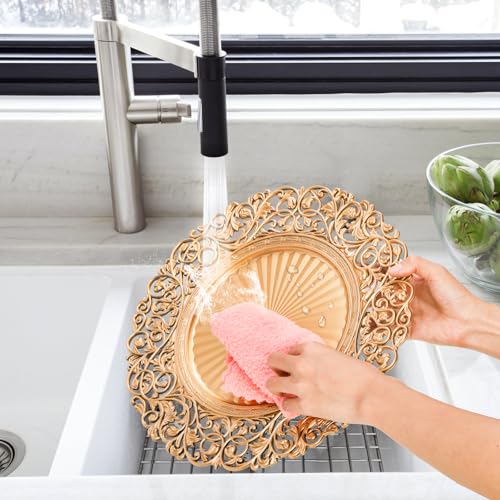 Foraineam 13-Inch Gold Charger Plates Set of 12 - Decorative Hollow Out Flowers