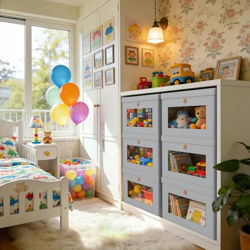 Fabric Storage Bins with Lids 4-Pack Large Closet Organizer Boxes