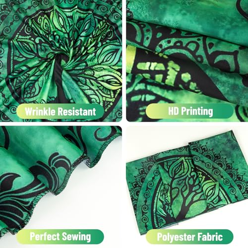 Tree of Life Wall Tapestry - Green Boho Mandala Hanging Decor (51" x 60")