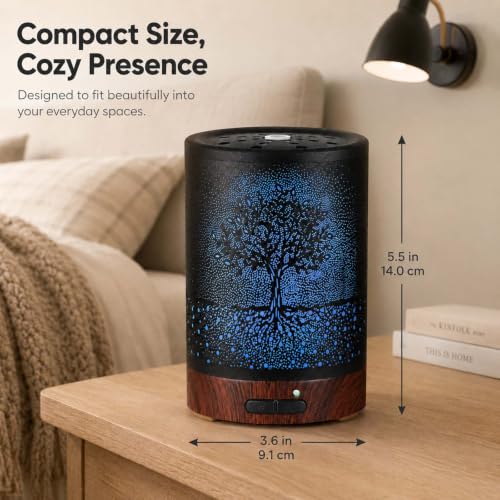 Metal Essential Oil Diffuser with LED Lights, Cool Mist Humidifier