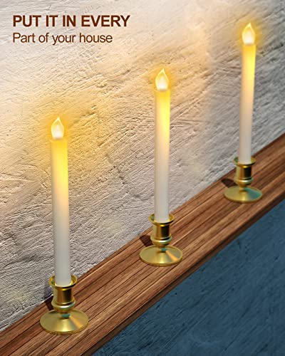 RONXS 12pcs Gold LED Window Candles with Timer Flameless Battery Operated