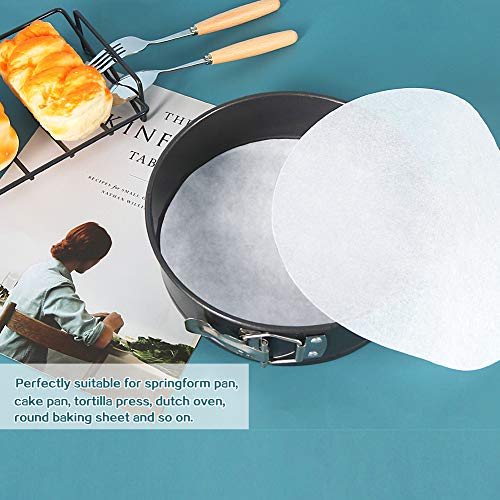 8 Inch Non-Stick Parchment Paper Rounds - 100 Pack Pre-Cut Baking Circles
