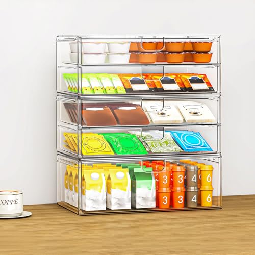 6-Pack Acrylic Stackable Storage Drawers Clear Makeup Organizer