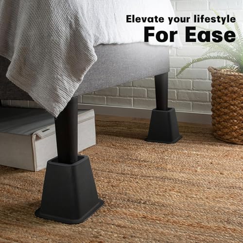 Heavy Duty 6-Inch Bed Risers & Furniture Lifts - 2200 lbs (4 Pack)