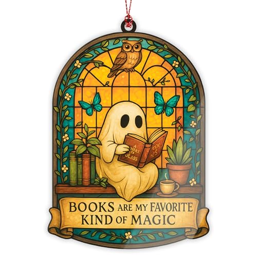RUSATEN Ghost Book Christmas Ornament - Spooky Holiday Decor, Unique Gift, Ghost Reading, 2026 Edition