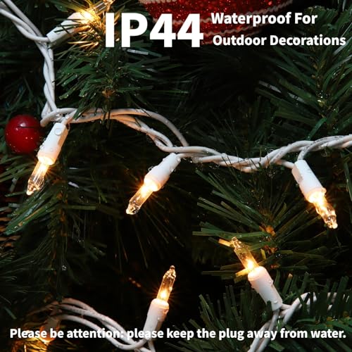 Meteds 100 Count Clear Christmas String Lights Warm White Wire UL Listed
