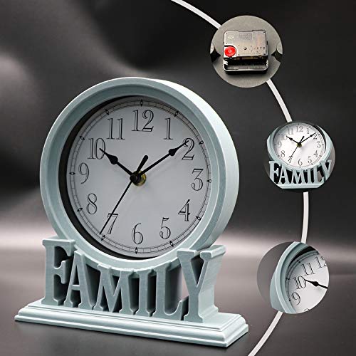 Vintage Style Non-Ticking Table Clock, Battery Operated Mantel Desk Clock