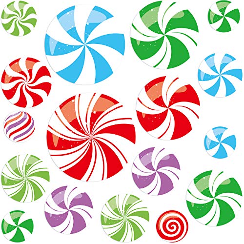 Fancy Land Peppermint Floor Decals - Colorful Christmas Stickers, 36 pcs