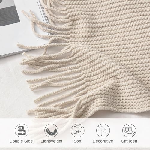 lifein Chenille Throw Blanket 50x60 - Soft Boho Knitted Blanket for Couch