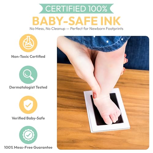 Inkless Baby Handprint & Footprint Ink Pad - Mess-Free Newborn Keepsake Kit