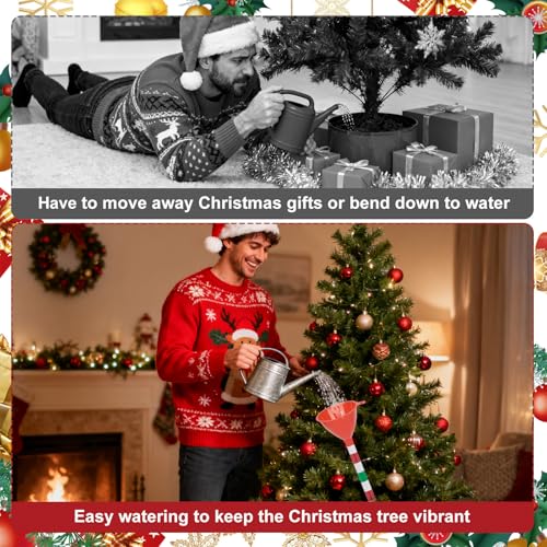 Adjustable 45-Inch Christmas Tree Watering Funnel with Iron Tubes
