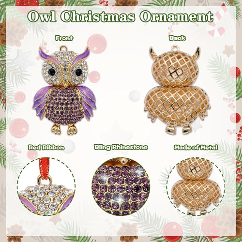 JUESMOS Purple Owl Ornament - Metal Christmas Keepsake for Owl Lovers