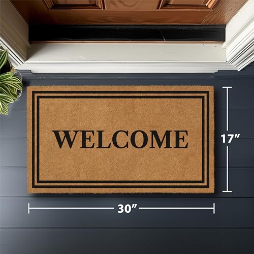 Natural Coco Coir Welcome Doormat - Non-Slip Heavy-Duty Door Mat (17 x 30 in)