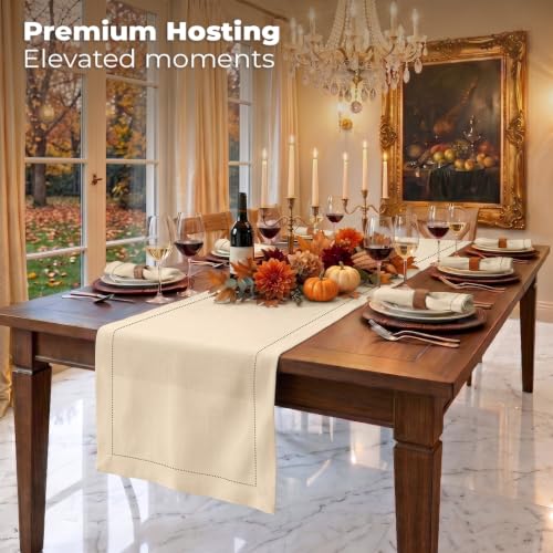 Signature Linen™ Ivory 100% European Flax Linen Table Runner 14x108 in