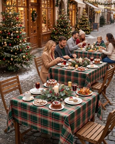 Homepeak Forest Green 54x54 Inch Square Buffalo Plaid Christmas Tablecloth - Farmhouse Decor