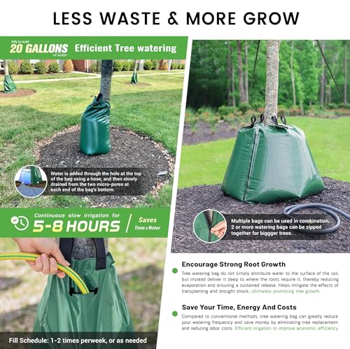 Slow Release Tree Watering Bags 20 Gallon (5-Pack) - PVC Drip Irrigation