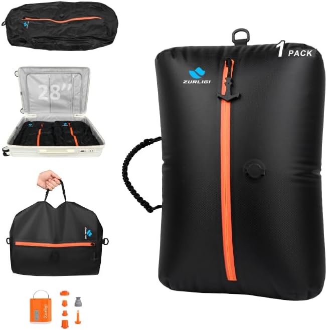 Zurligi Travel Vacuum Compression Bags - Waterproof 39L Packing Cubes with Mini Pump | 1-Pack Black