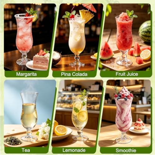 Clear Hurricane Glasses 6 Pack - 14 oz Tropical & Cocktail Drinking Cups