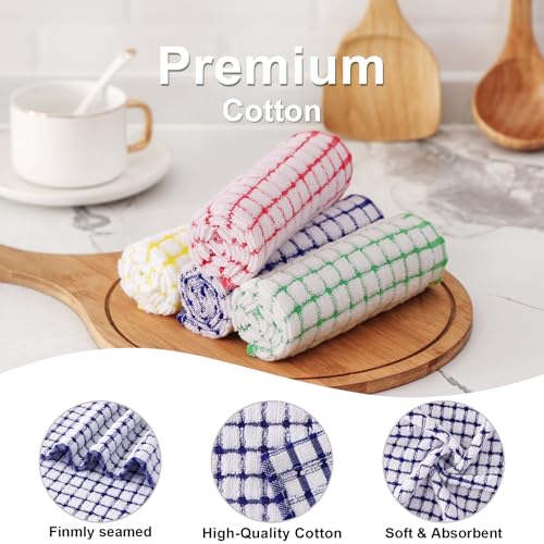 Cotton Kitchen Dish Cloths 8-Pack - 12x12 Soft Absorbent Dish Rags
