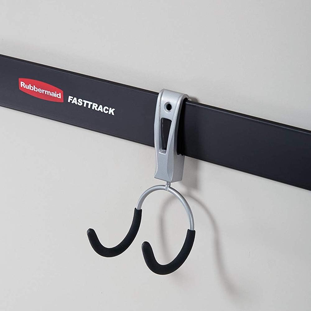 Rubbermaid Garage Hook Organizers - Universal Metallic FastTrack Design | 2 Pack for Easy Storage