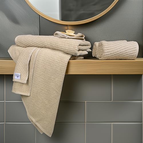 Tens Towels 100% Cotton 6-Piece Bath Towel Set - Soft & Absorbent, Beige