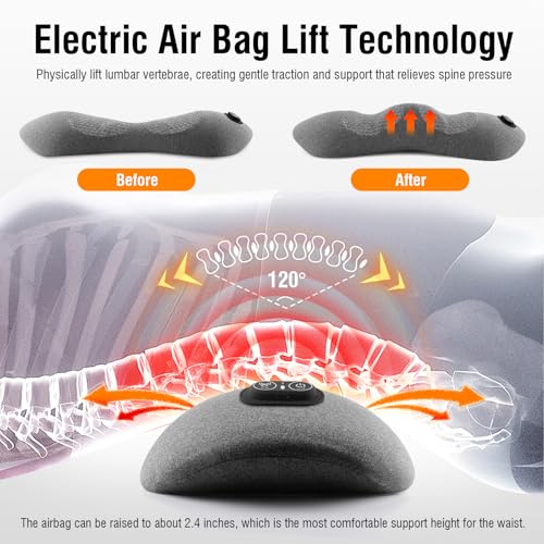 Lumbar Support Pillow with Heat & Massage - Ergonomic Memory Foam