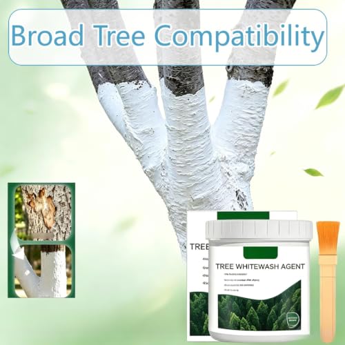 Tree Trunk Whitewash Paint with Brush - Sun & Frost Bark Protection (10.58 oz)