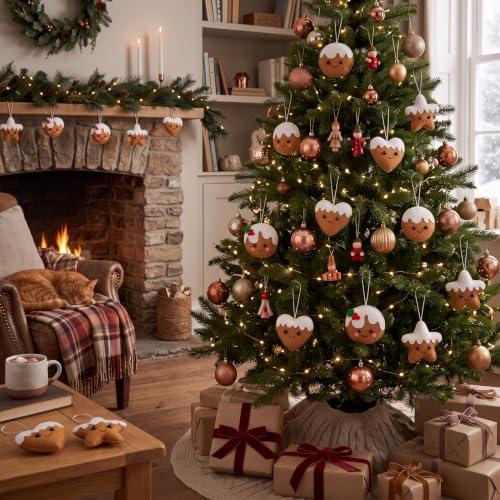 Christmas Felt Gingerbread Ornaments Set - 12 Pcs, Tree Decor, Gingerbread Man