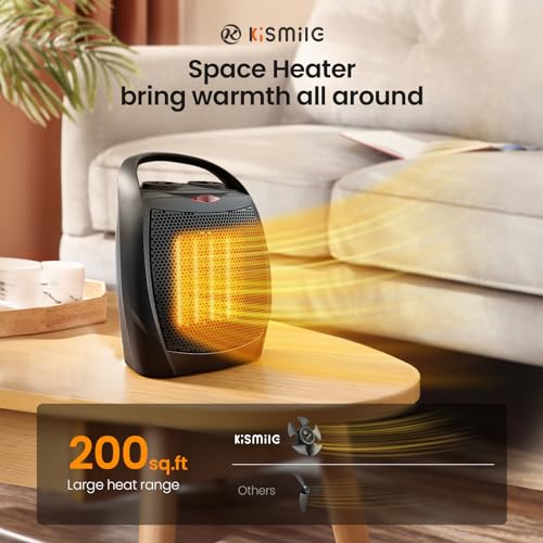 Small Electric Ceramic Space Heater Portable Fan for Office and Bedroom