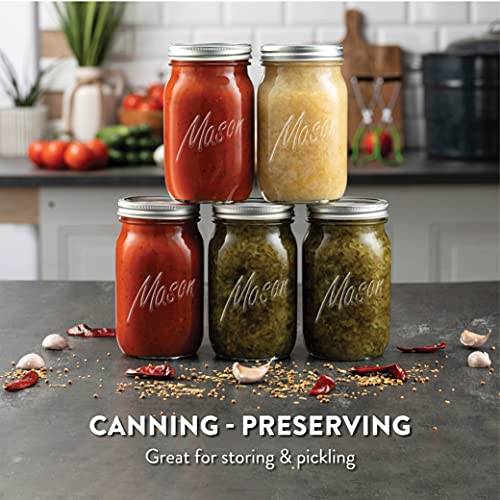 32 oz Wide Mouth Glass Mason Jars with Airtight Lids - 2-Pack