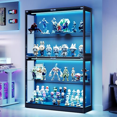 45-Inch RGB Glass Display Cabinet with 4-Tier Adjustable Shelves