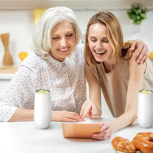 Lifecapido 2 Pack White Insulated Stainless Steel Champagne Tumblers 12oz - Double Wall Flutes for Weddings & Parties