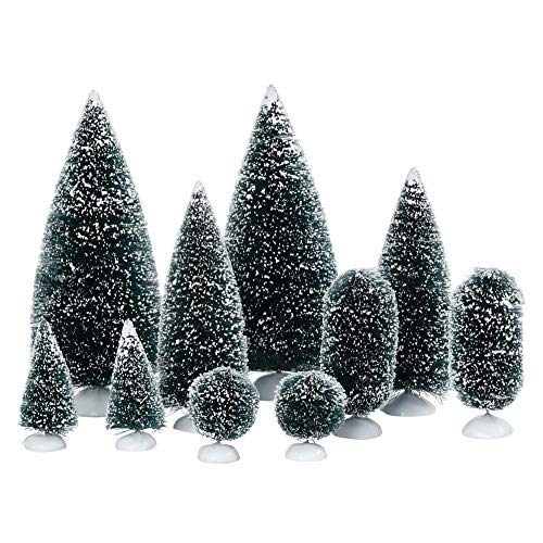 Frosted Topiary Tree Set for Holiday Village Displays - 10 Piece