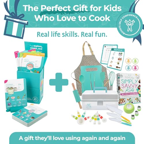 Kids Recipe Box with 36 Visual Step-by-Step Cards and Holder