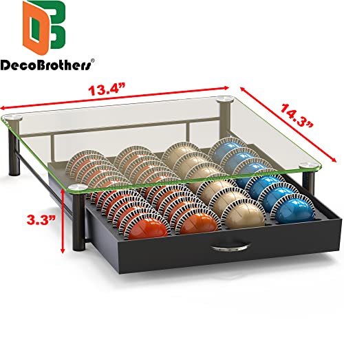Tempered Glass Coffee Pod Storage Drawer - Fits 24 Large or 48 Small Pods