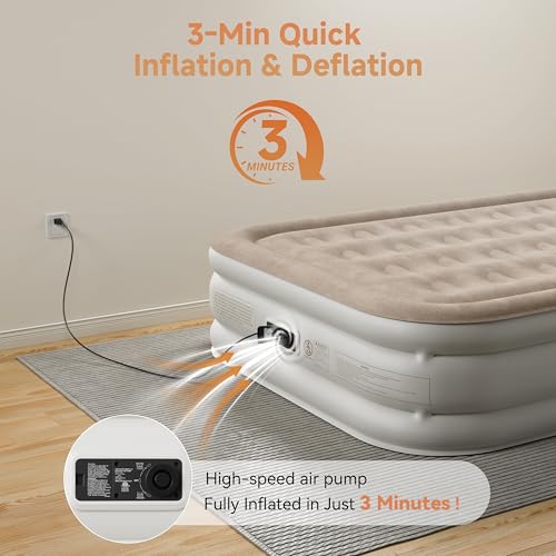 Full Air Mattress with Built-in Pump - 18" Raised Self-Inflating Bed with Bag