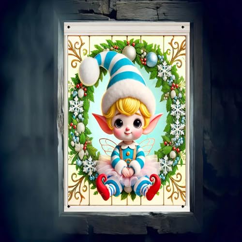 BlissYard Christmas Blue Elf Window Banner Backdrop 31x47 - Color 6