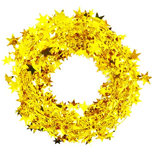 Sparkly Star Garland - Gold, 2 Rolls 25ft Christmas & Party Decor