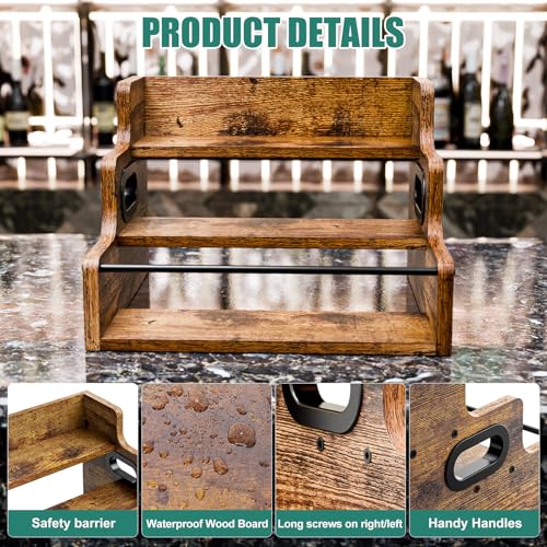 3-Tier Wooden Countertop Liquor Bottle Display Shelf & Bar Organizer
