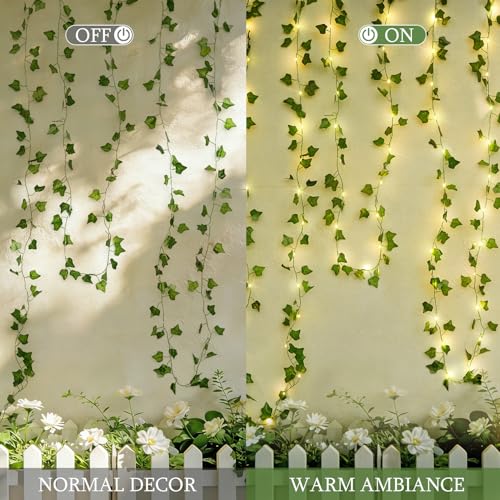 JMEXSUSS 33Ft 100 LED Ivy Vine Lights with Remote Control - Warm White