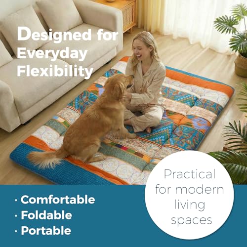 2.5-Inch Foldable Japanese Floor Mattress with Washable Cover