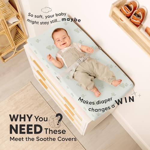 Organic Cotton Changing Pad Covers 2-Pack 34x18 Soft Fitted Sheets